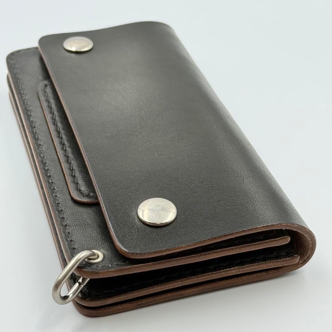 トラッカーウォレット(ブラック)タロンジッパー　サドルレザー　真鍮ニッケル