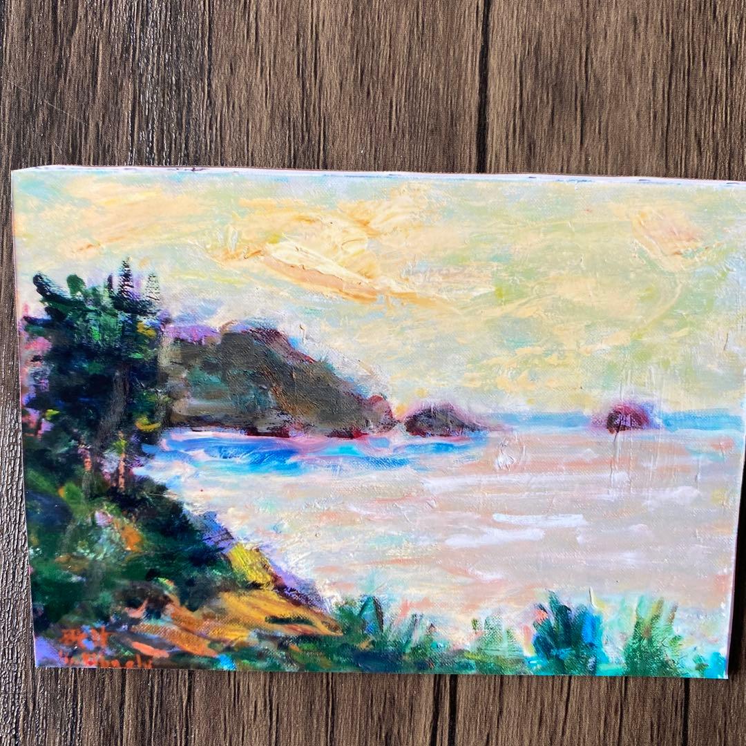 絵画　油彩画　油絵　「三陸の海」4F 菊地正則　渡仏　美品　手描き　原画　額付き