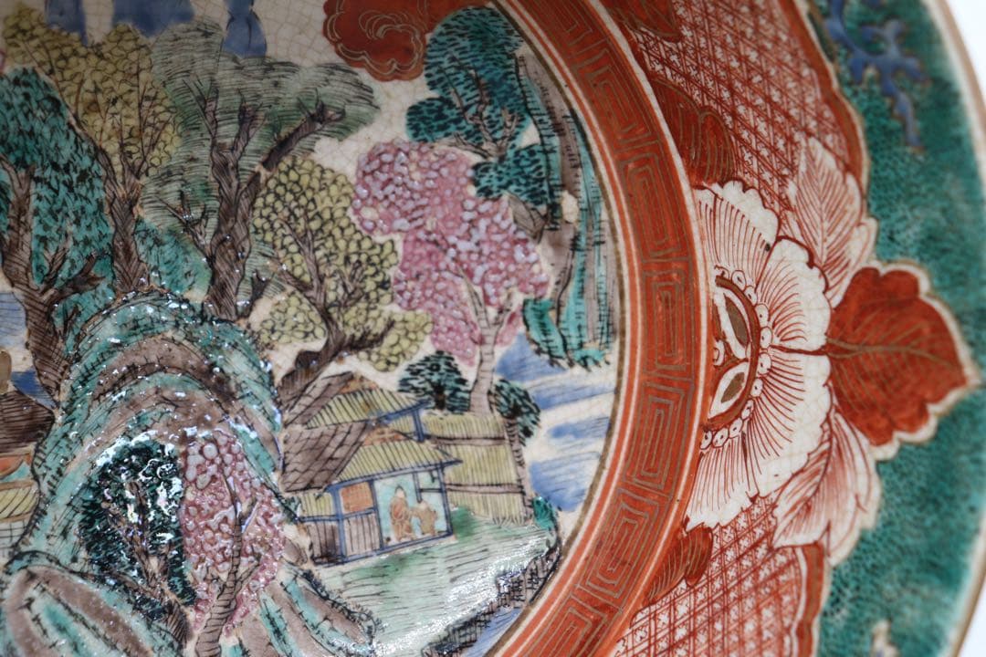 江戸晩期　古九谷　大鉢　アンティーク　木箱入　送料込み251107