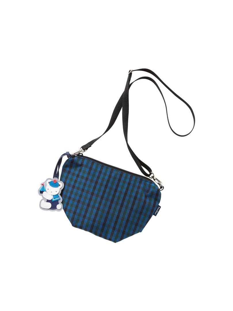 ファミリアナイロン舟型ポシェット(青系ファミリアチェック)