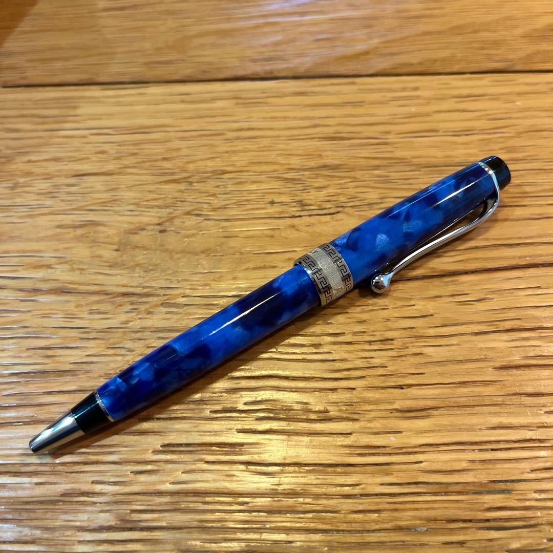 aurora アウロラ　オプティマ　青いマーブル模様 ボールペン