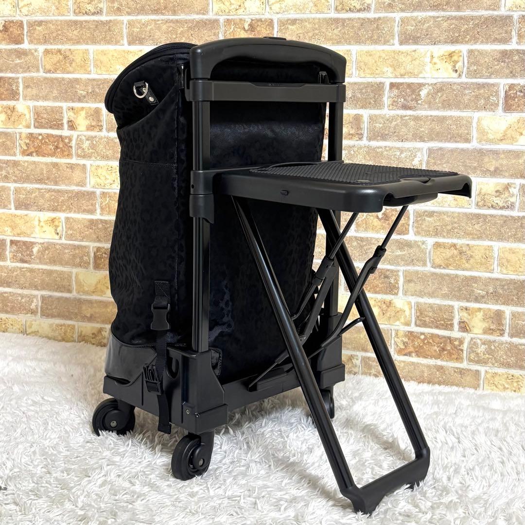 【未使用】 SWANY スワニー キャリーバッグ 4輪 レオパード 座面付き