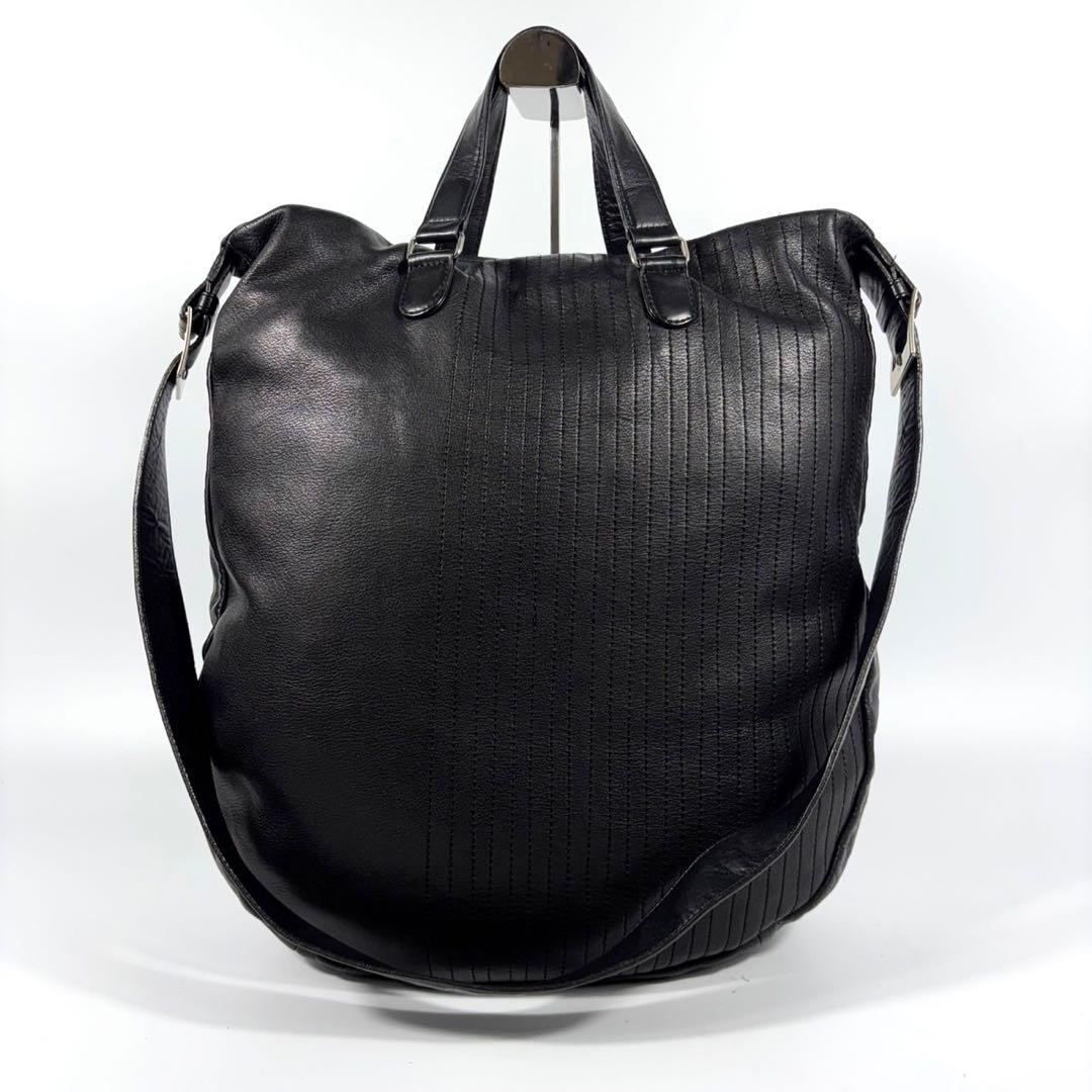 ✨希少 美品✨カワカワ ショルダーバッグ 2way ラウンド レザー A4可 黒