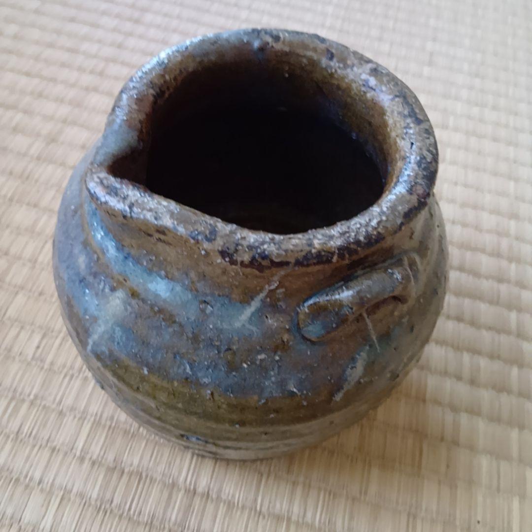 骨董品 古瀬戸風 小壺 油壺 耳付 古陶器 茶道具 アンティーク 片口壺