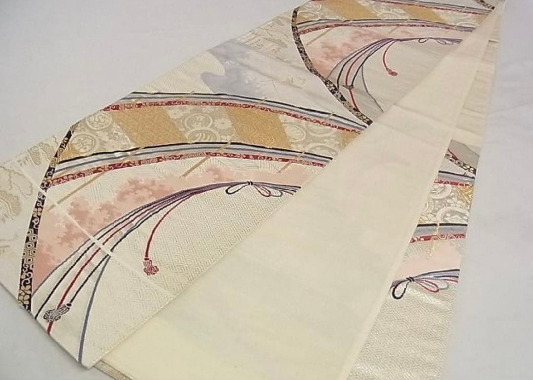 振袖 フルセット6点サイズM〜Ｌ扇子御所車鶴文　暈し染め　金糸　銀彩　正絹