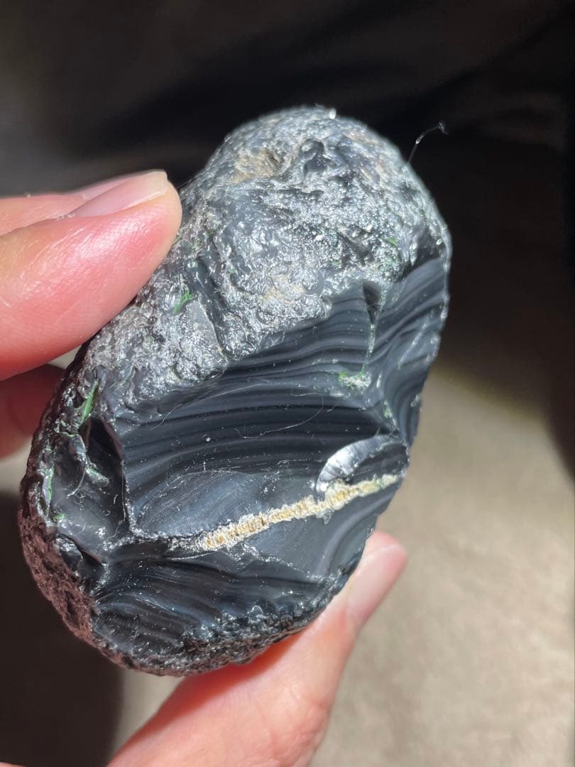 研磨品　十勝石玲瓏　ホワイトベースピンク・グリーンレインボーオブシディアン