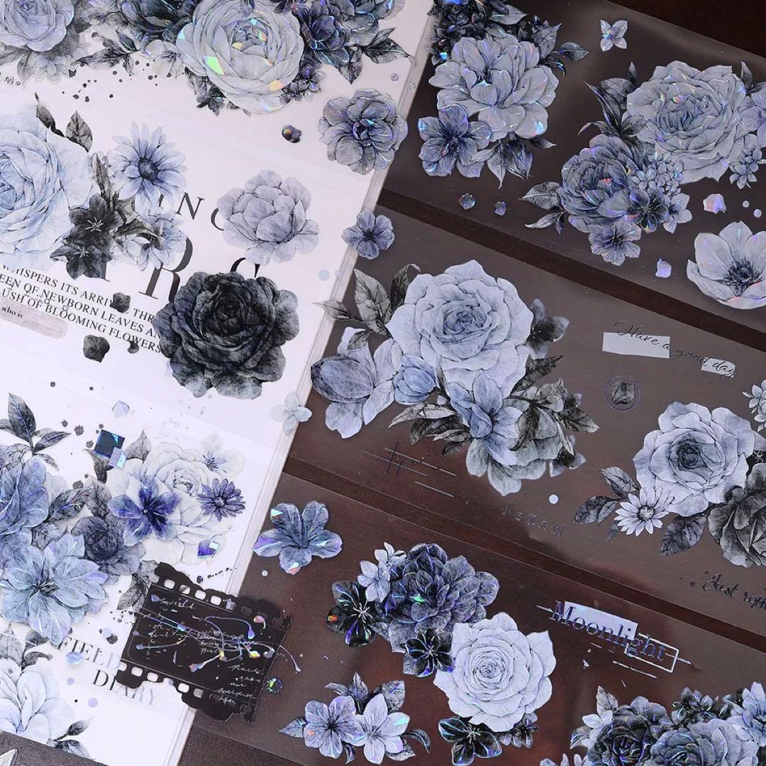 贝壳光 6cm×6m 岚烟 海外マスキングテープ 海外マステ　花