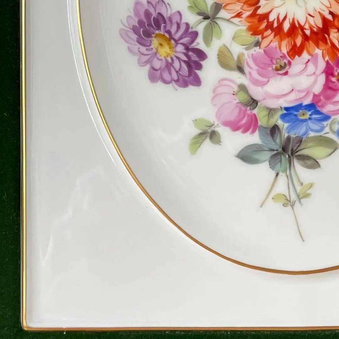 ＊額装五つ花プレート＊額３４cm×３１cm・画１８cm×１５cm・Meissen