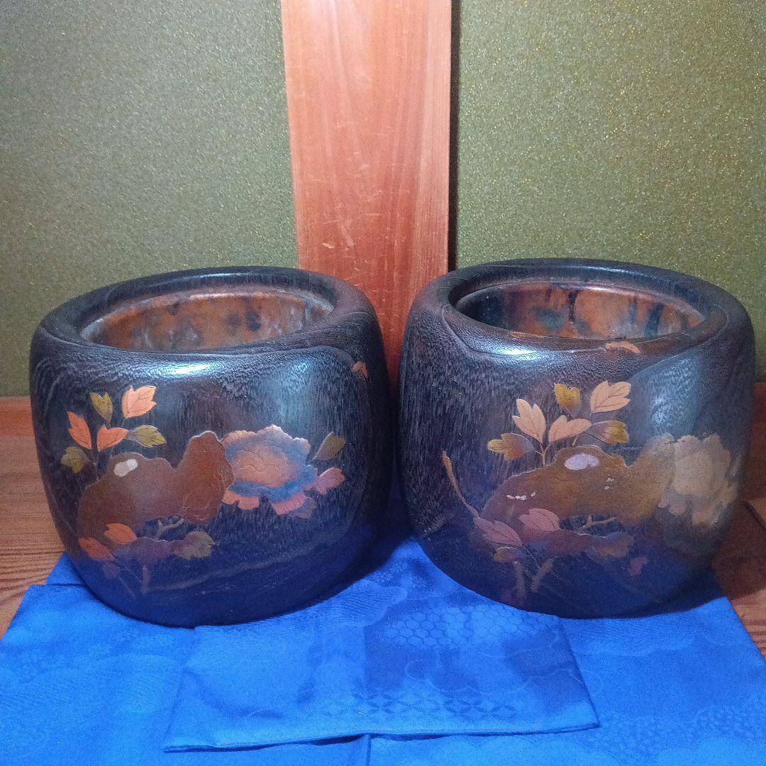 桐木蒔絵一対火鉢箱入り