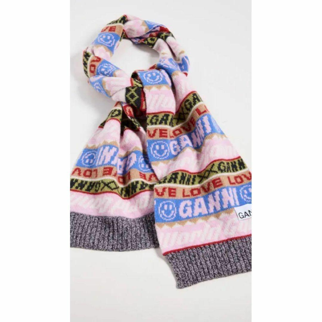 GANNI ロゴ入りマフラー マルチカラー