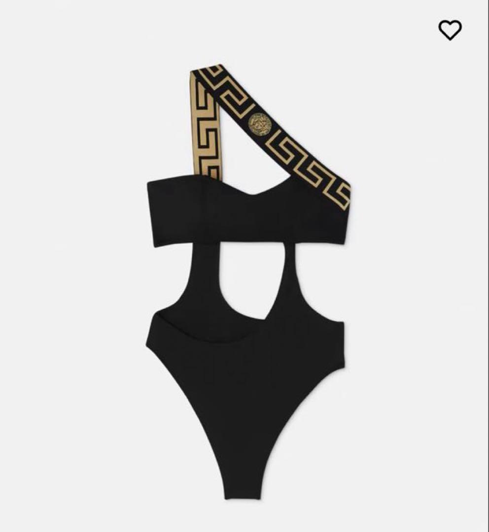 Versace 2号 グレカ ボーダー ワンピース 水着 ヴェルサーチ