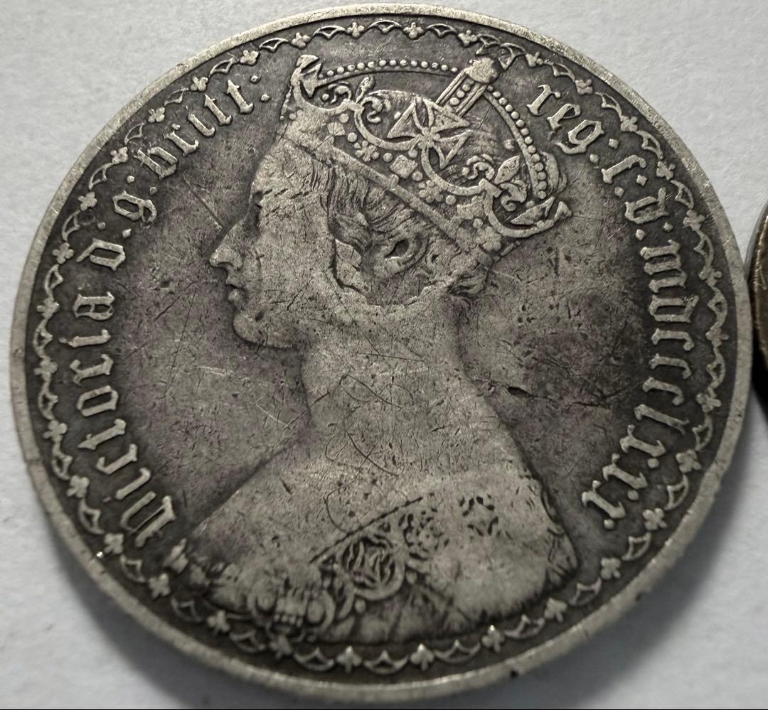 イ*レ様 1880年英国　ゴシックフローリン銀貨ヴィクトリア女王(mdccclx
