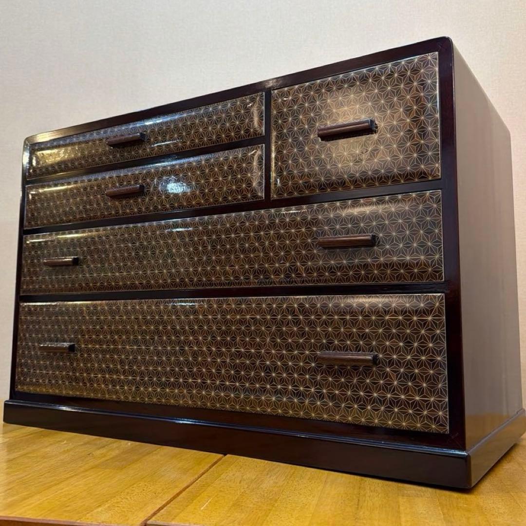 寄木細工 チェスト 小箪笥 箱根 伝統工芸 寄木家具 麻の葉文様 YOSEGI