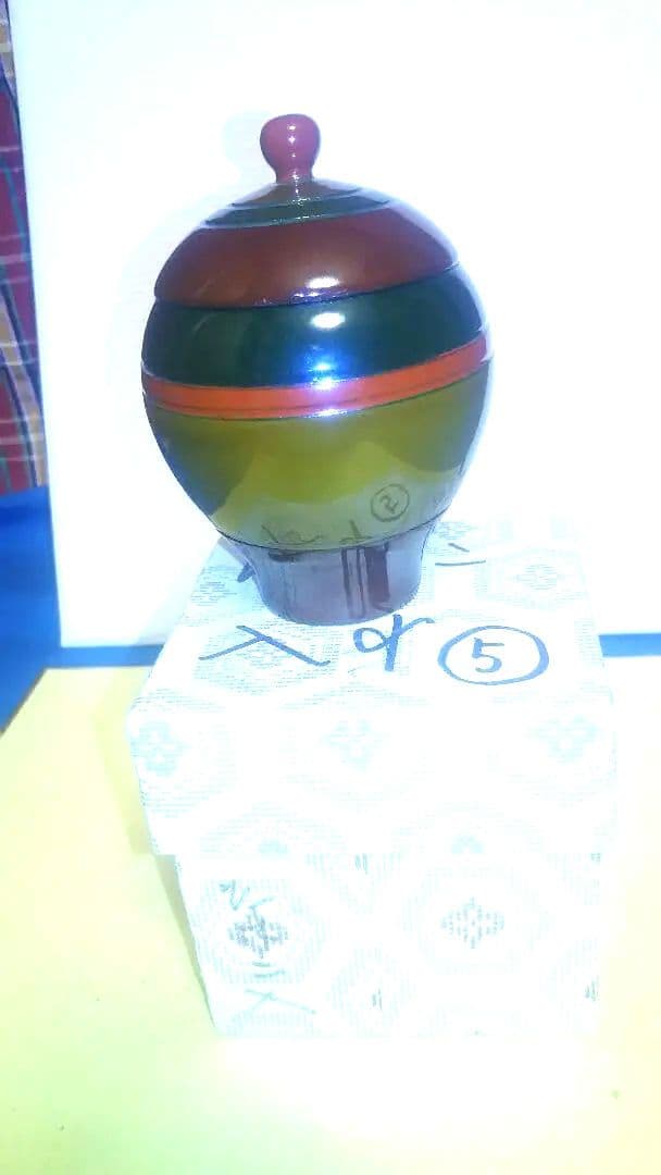 煙草盆用、刻み入れ。木製、独楽塗、5番