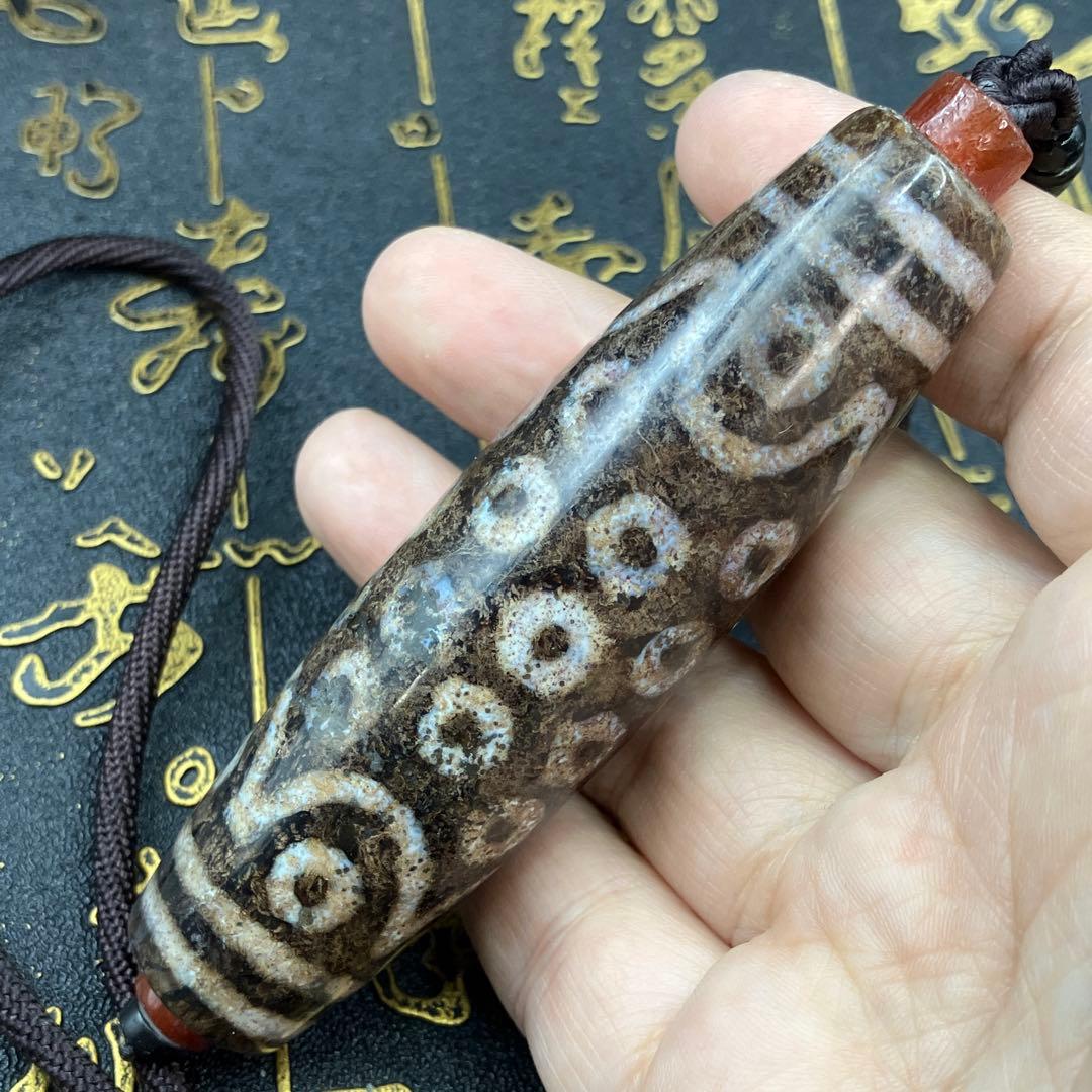 マニアおすすめ　一点物超大きい　紅朱砂 三十六眼天珠ネックレス　喜馬拉雅九頁岩