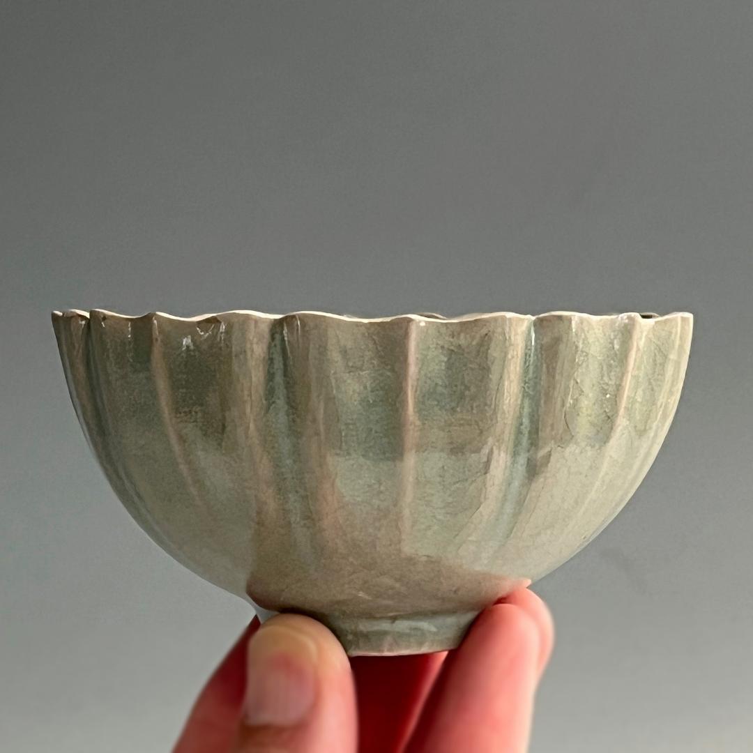 唐物 青磁稜花盃 氷裂紋 中国美術 古玩 SN75