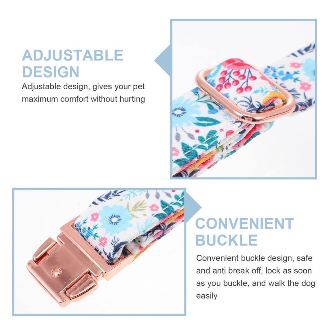 ☘️ ペット用首輪 リボン Lサイズ 長さ調節可能 花柄