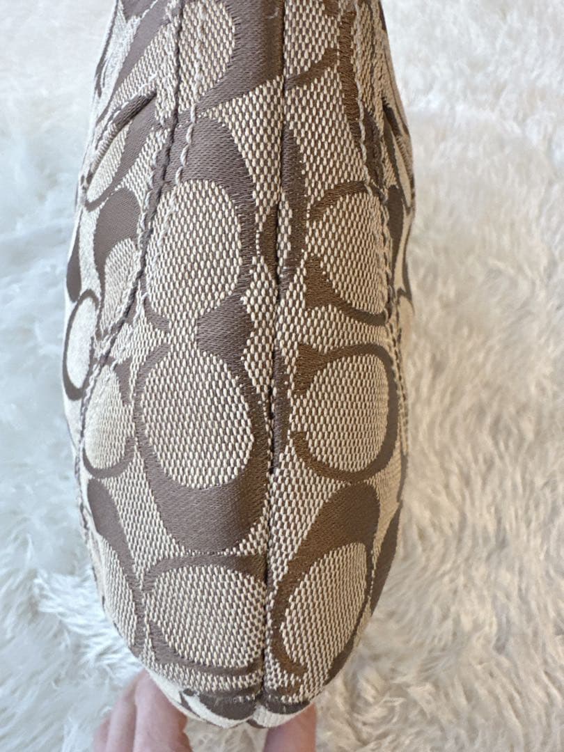 美品 COACH コーチ ワンショルダー バッグ シグネチャー ブラウン系