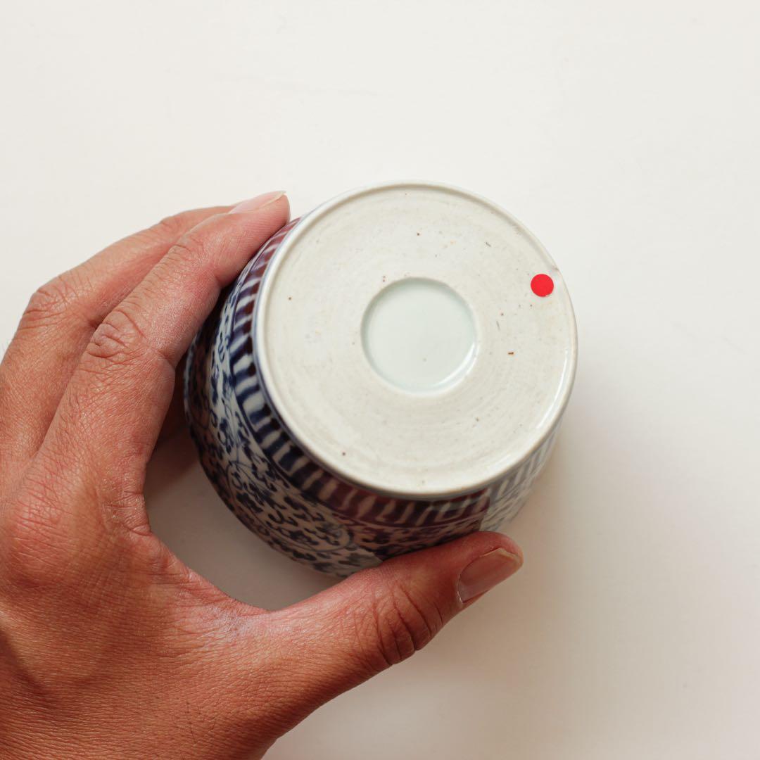 伊万里　古伊万里　江戸　後期　蕎麦猪口　萩唐草　蛇の目　高台