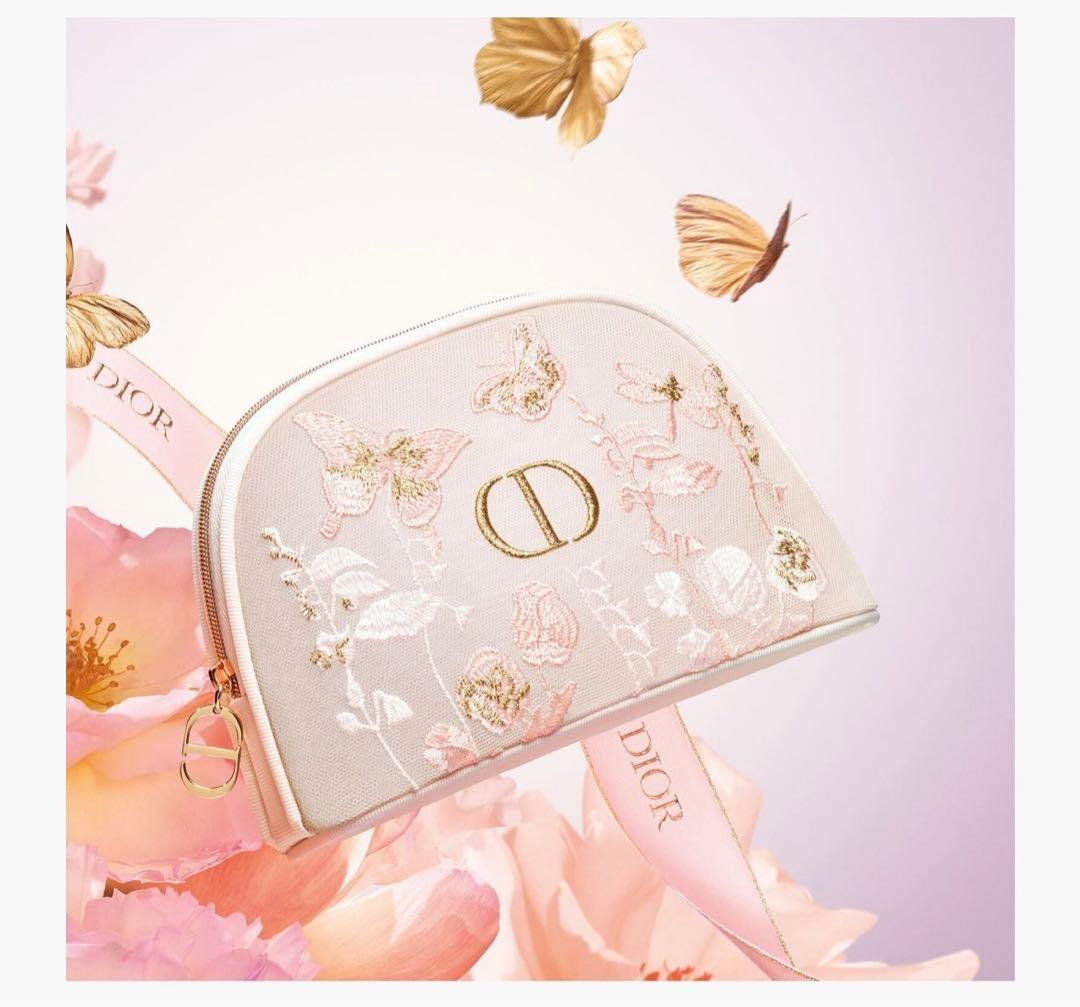 DIOR 刺繍ポーチ ノベルティ 母の日 マザーズデイポーチとシール