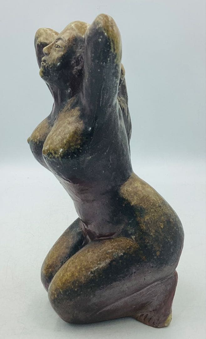 ★ 木南知加選先生　昭和初期の名工　備前焼裸婦　共箱　【27】　★