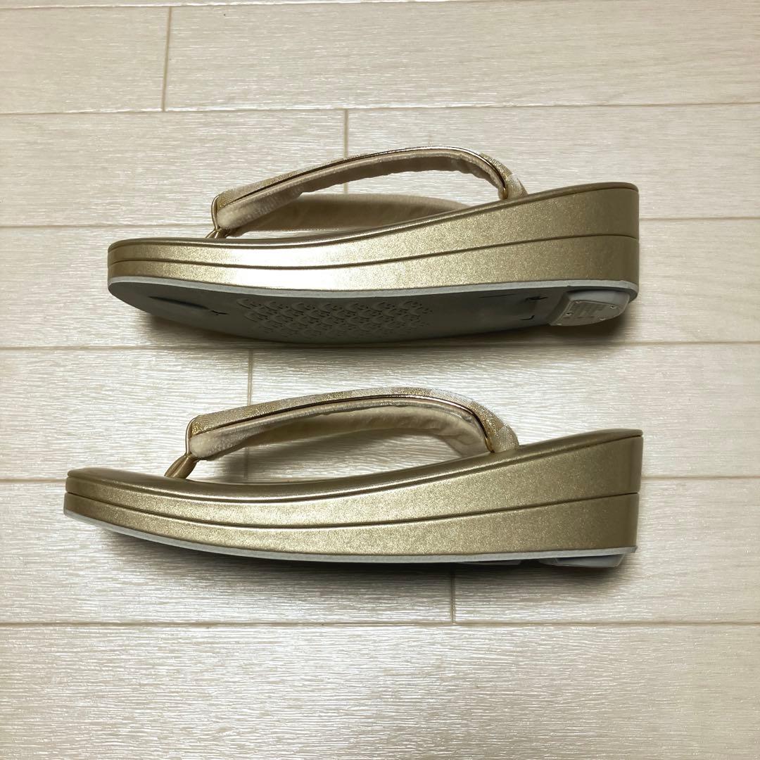 《未使用》草履バッグセット　市松模様　ゴールド