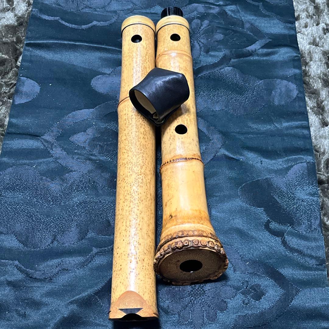 尺八 琴古流 在銘 一尺九寸管 中継ぎ籐巻き銀三線 【音出し確認済み】