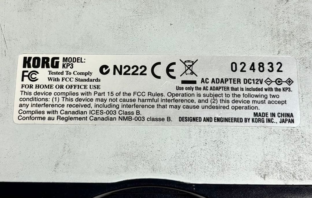 KORG カオスパッド KP3 電源アダプター付