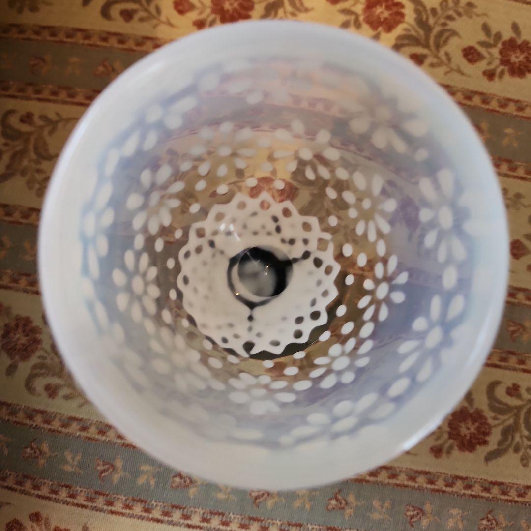 アンティーク　骨董　花模様の吹きガラス　グラス