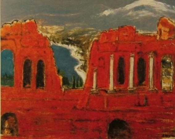 三岸節子、「タオルミナのテアトルより」、厳選、希少画集・額装画、人気作品