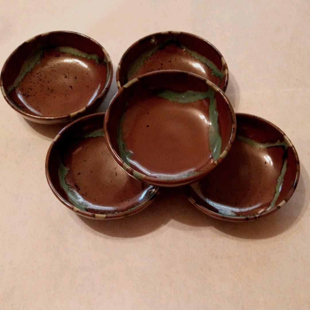 益子焼　柿釉小鉢5客揃い