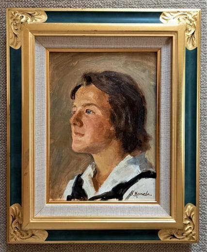 金田新治郎　婦人像　Ｆ4号　油彩画　真作