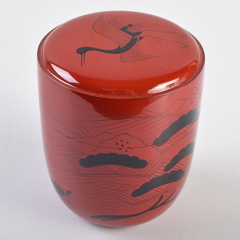 茶道具　山中塗　道場宗廣作　玄々斎好　曙棗　共箱　M　R9226