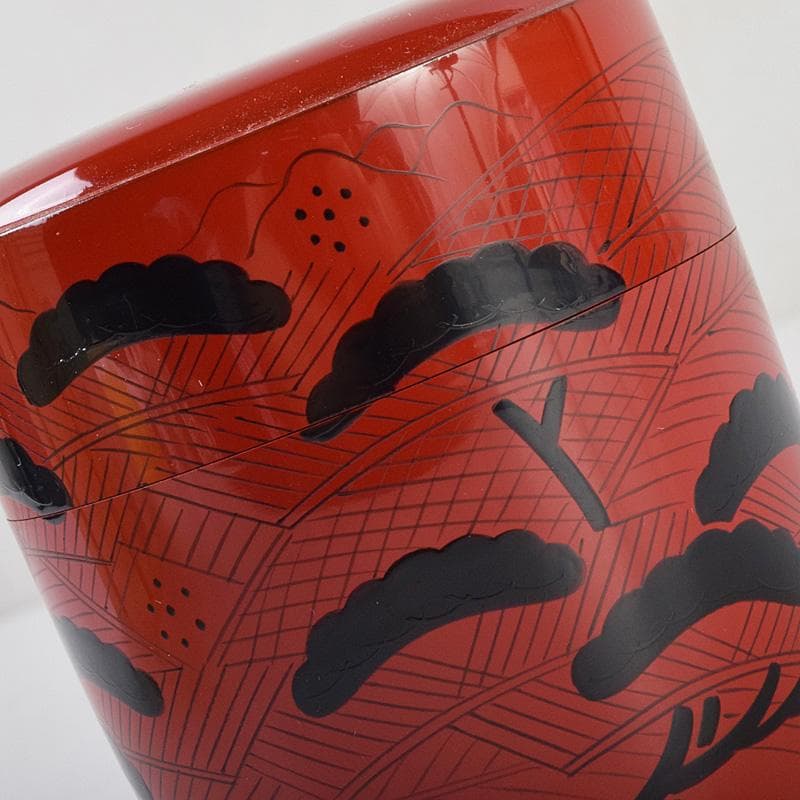 茶道具　山中塗　道場宗廣作　玄々斎好　曙棗　共箱　M　R9226