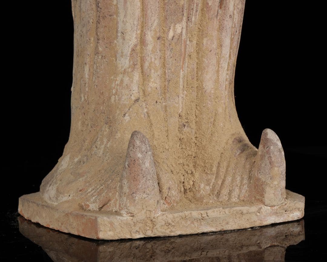 【中国古玩】加彩 婦女俑婦人 俑置物 高さ57㎝ 彩色残存 唐物 古美術 骨董品