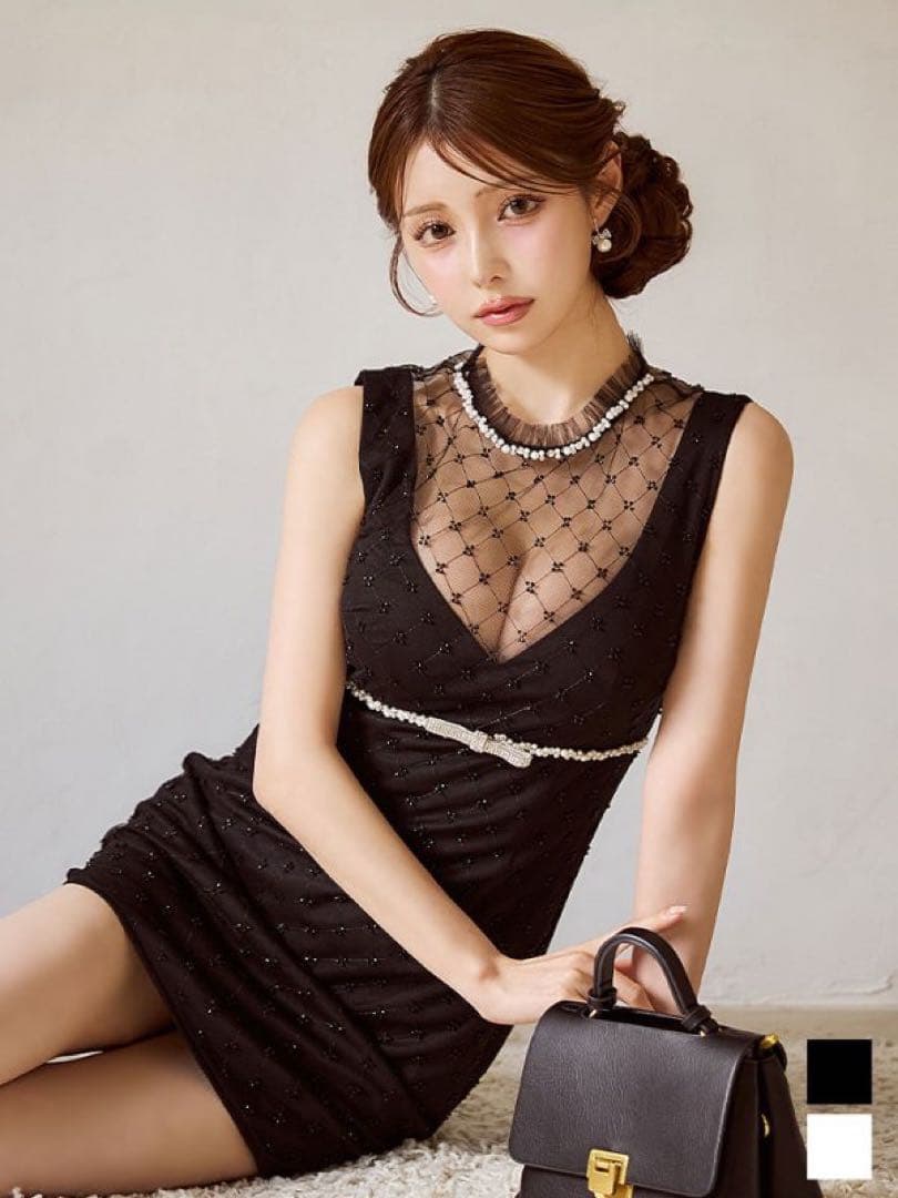 JEWELS ジュエルズ キャバクラ ドレス ビジュー リボン シアー チュール