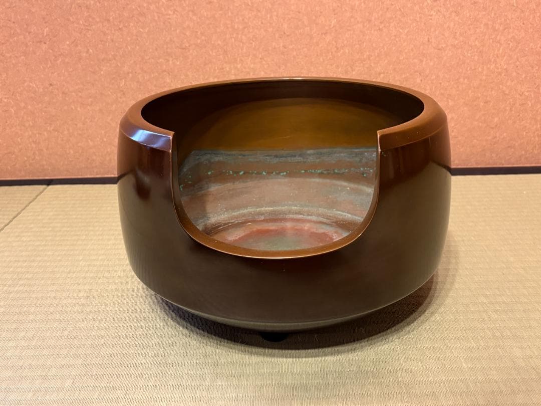 唐銅　面取風炉　藤井宗喜　茶道具