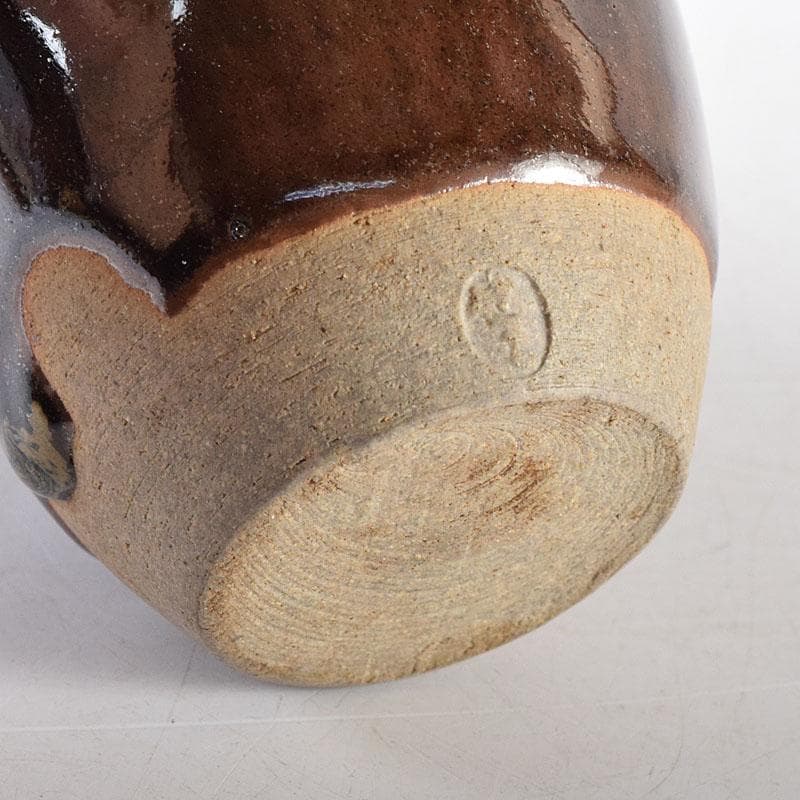 茶道具　膳所焼　陽炎園造　淡海ぜぜ　茶入　仕覆付　共箱　V　7959