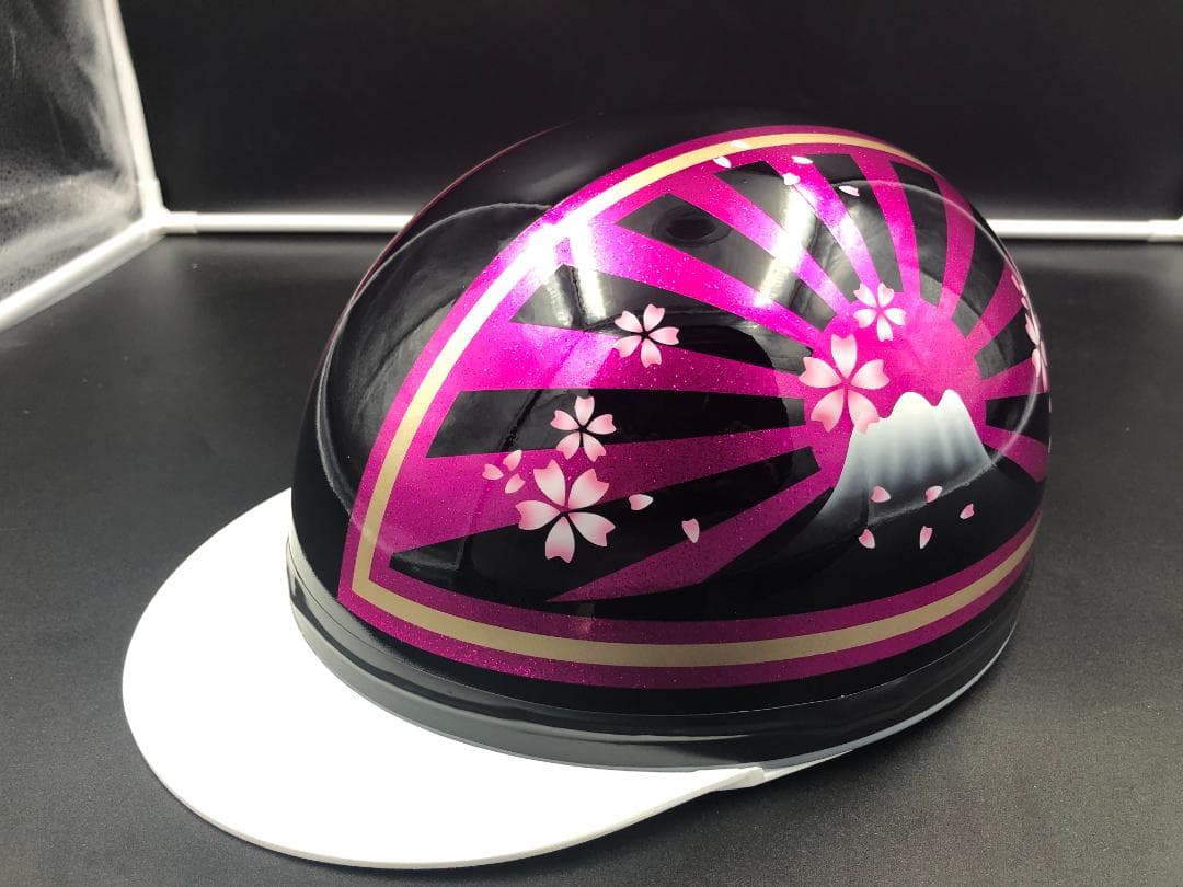 コルク半　カスタム　富士日章　三つボタン　ブラックピンクゴールド　ラメ　桜