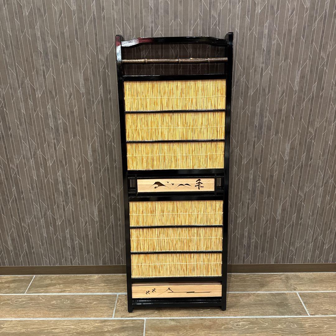 竹細工 衝立 4連 パーテーション 和モダン 間仕切り 昭和レトロ 古家具