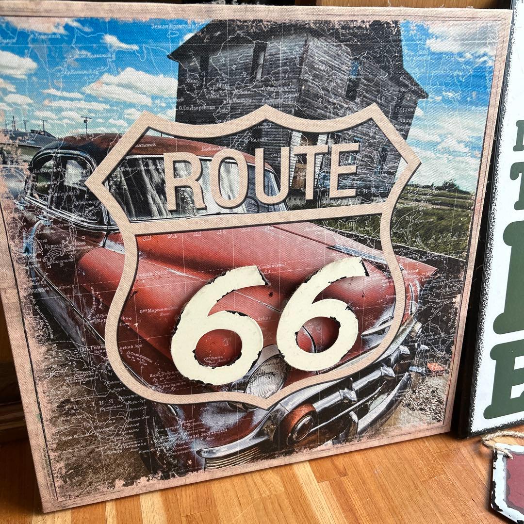 ブリキ　看板　インテリア　アンティーク　アメ車　　ハーレー　ルート66 ショベル