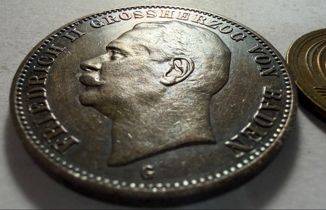 ア*ー様 1912年G. ドイツ　バーデン大公国3マルク銀貨フリードリッヒ2世