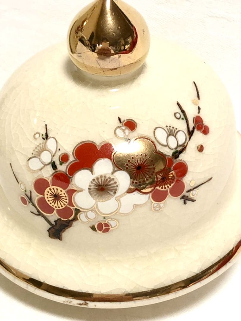 ■蓋付き　飾り壺■梅・アンティーク・レトロ・インテリア・つぼ