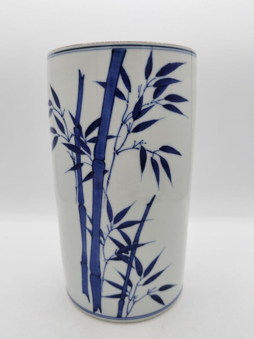 c537 【新品・未使用】細水指 染付 竹 平安手塚祥堂 茶道具