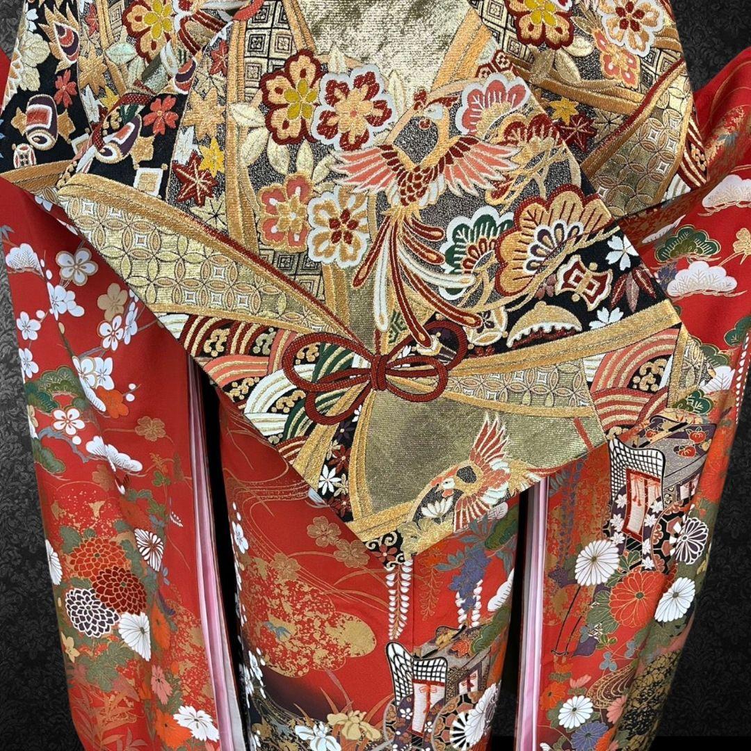 振袖フルセット(7点)・成人式・古典柄・金彩加工・胴裏正絹・高級手縫い・逸品