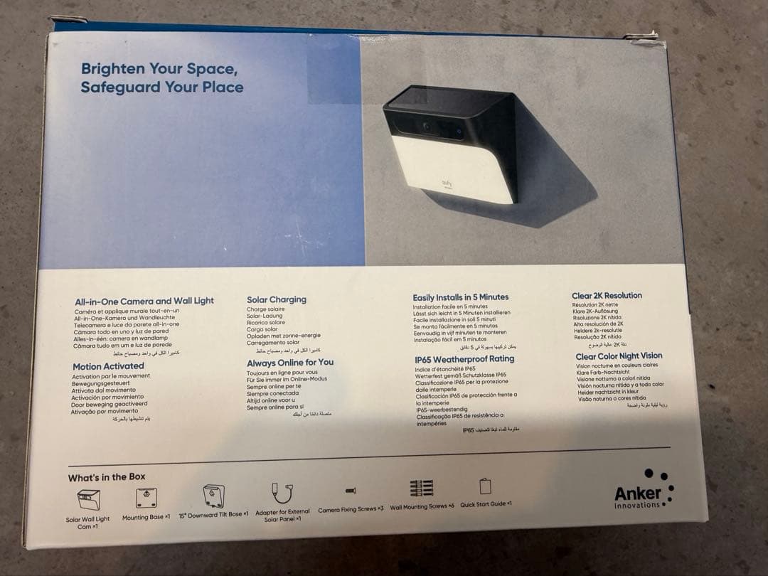 Anker Eufy ウォールライトカムS120屋外防犯カメラ）