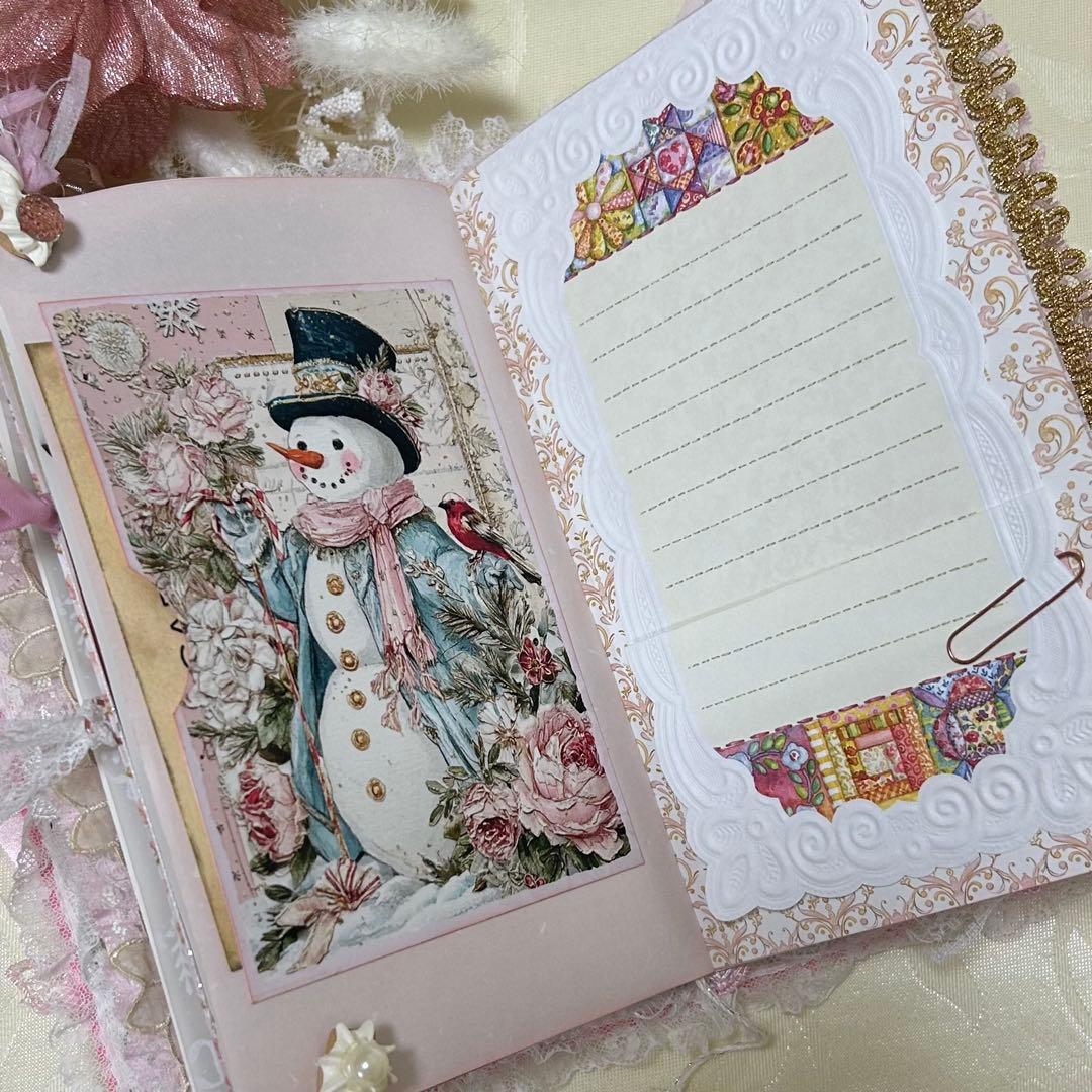薔薇とレースのジャンクジャーナル・雑記帳　ピンクのMerry christmas