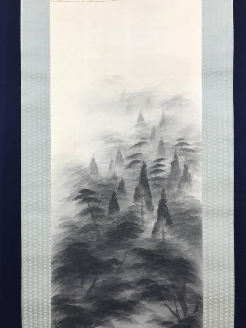 【真作】四田観水/山渓図/山水図/掛軸/名家伝来/AC-417