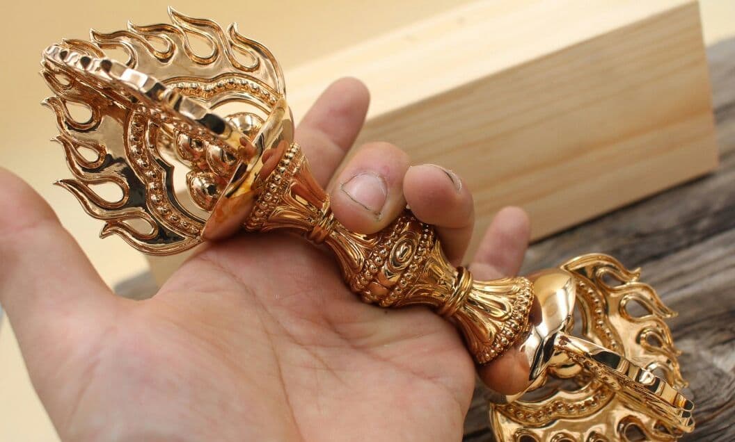 密教法器 宝珠金剛杵 仏教法具 真鍮製 vajra 22cm