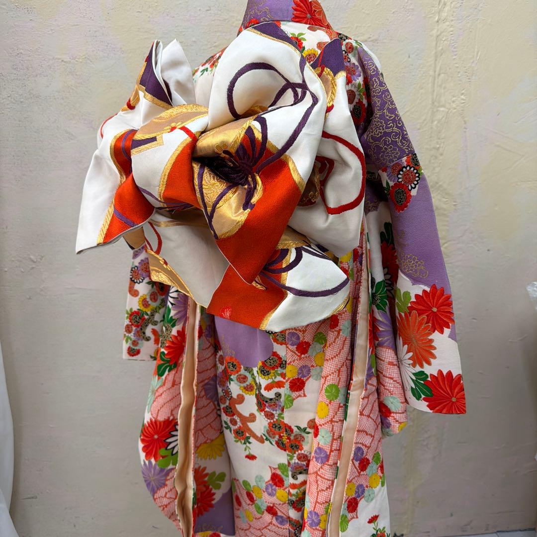 No.k004七五三 7歳 着物 フルセット レトロ柄